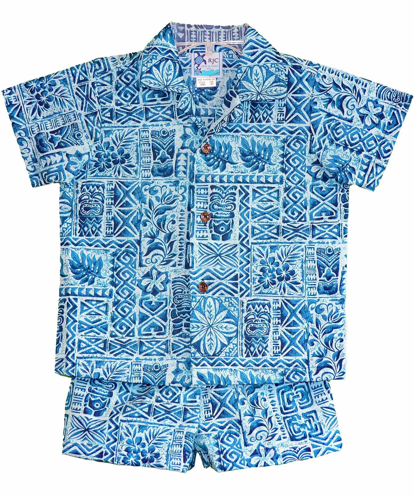 Toddlers Tribal Shirt and Shorts Cabana Set Blue