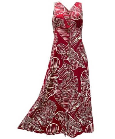 Taro Rayon Long Maxi Cocktail Dress Side Pockets Red