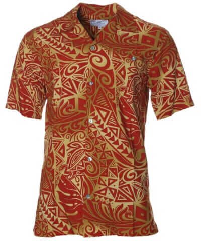 Men's Rayon Polynesia Aloha Shirt Rust