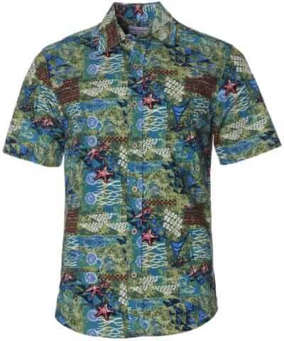 Button-Up Collar Ocean Treasures Aloha Shirt