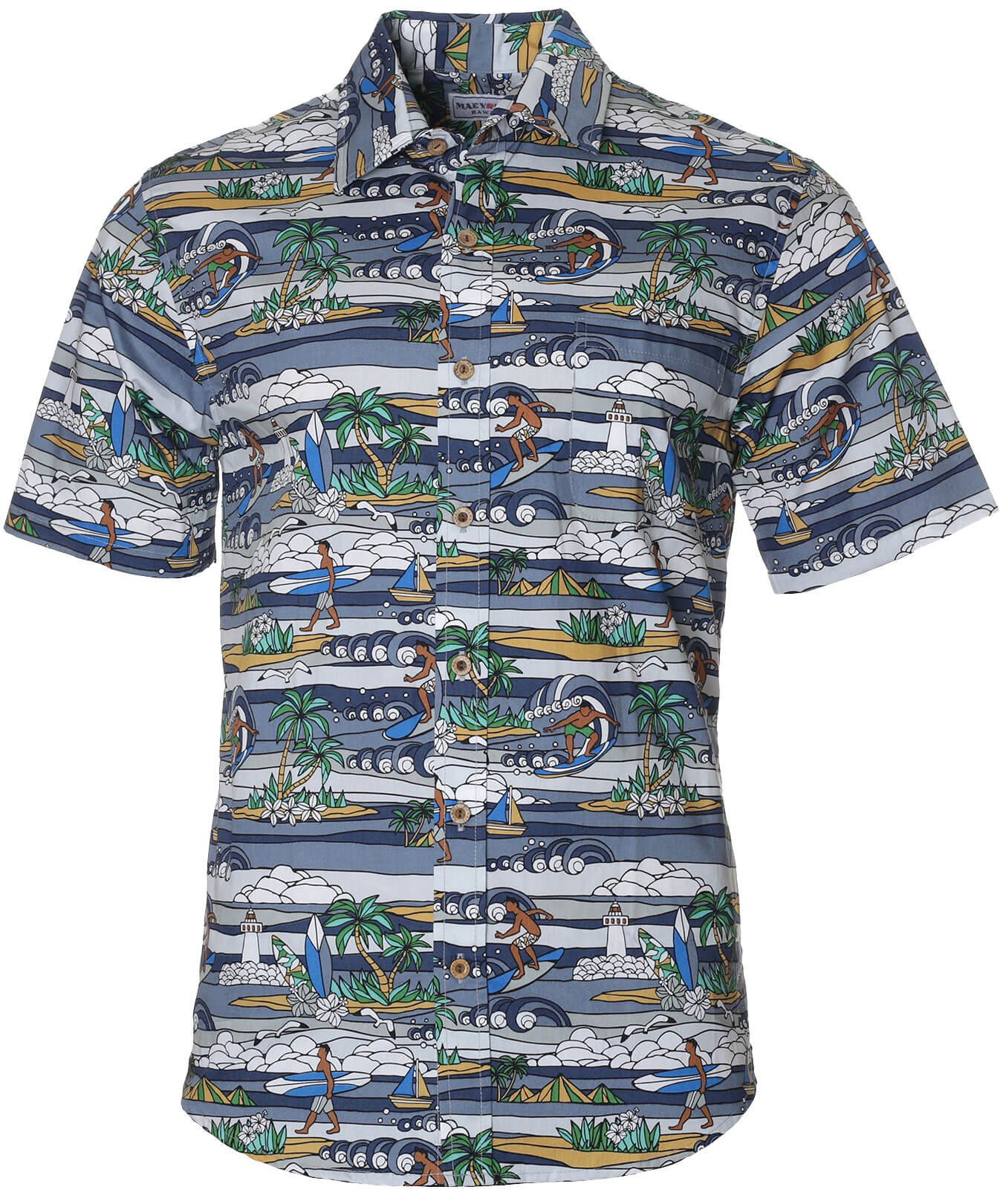 Cotton Button Up Dress Surf Aloha Shirt