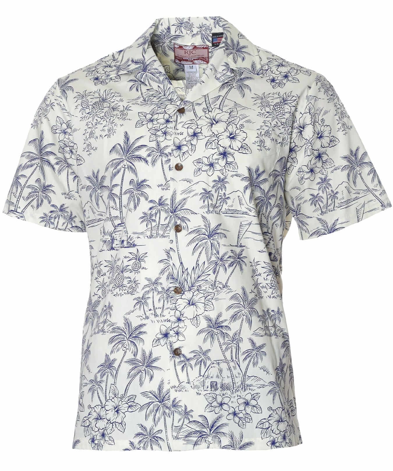 Men's Cotton Palmeras Hawaiian Shirt Cream