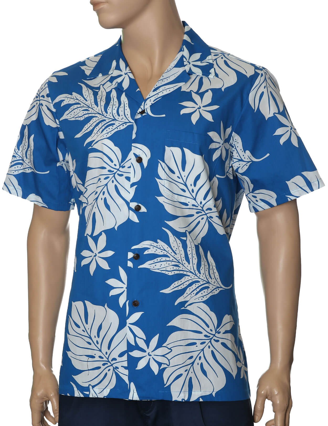 100% Cotton Relax Fit Hawaiian Aloha Shirt Blue