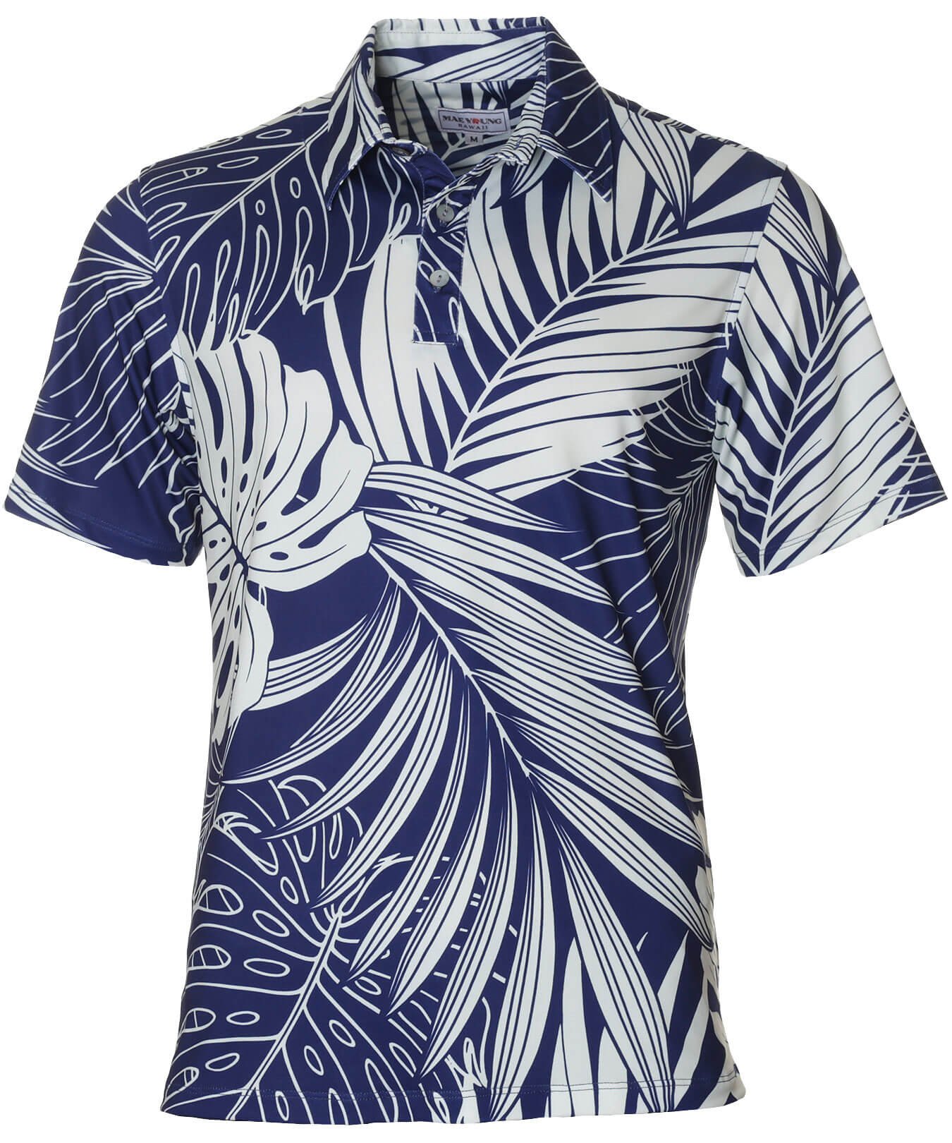 Palms Polyester Spandex Polo Aloha Shirt