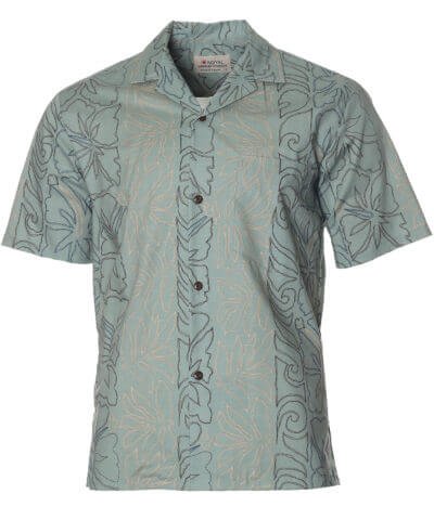 Aloha Leis Cotton Men's Sketch Aloha Shirt Gray