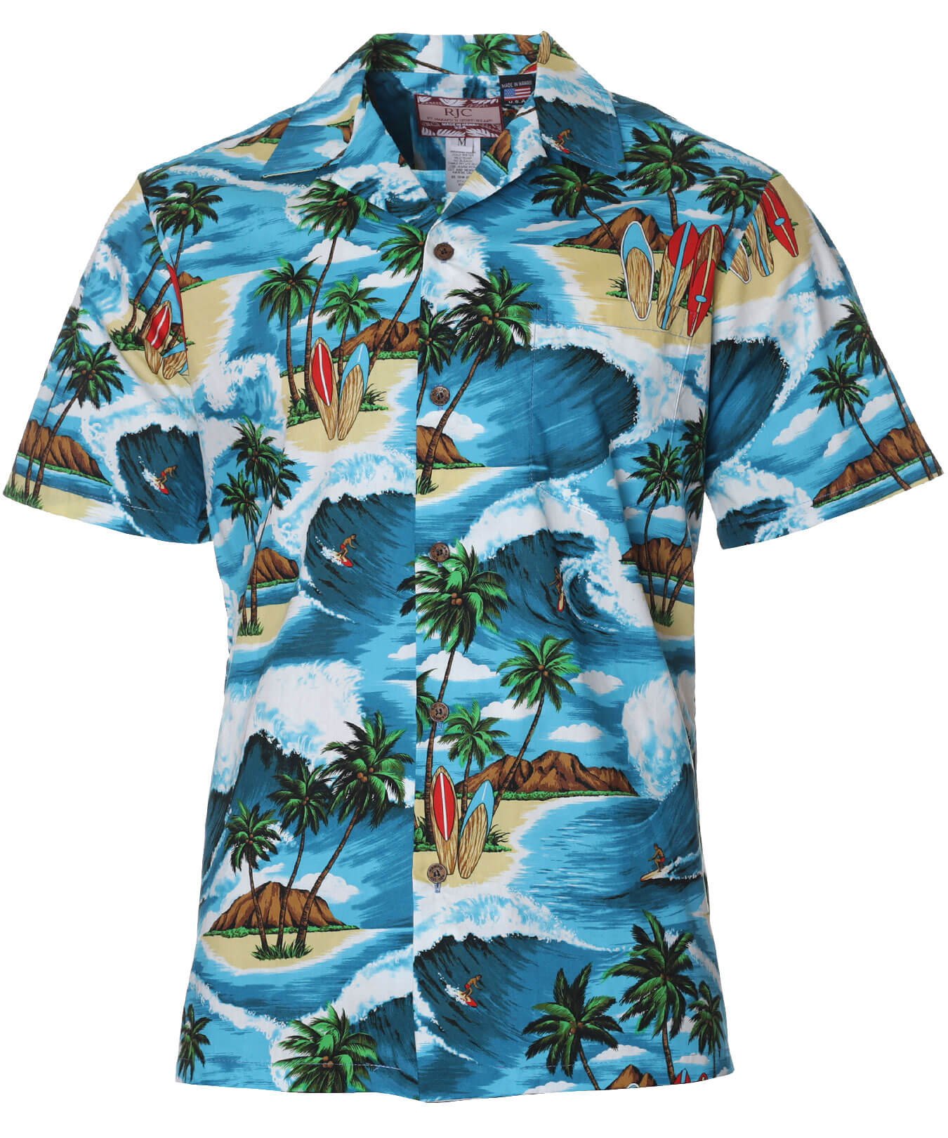 Cotton Surf Pipeline Men's Aloha Shirt Teal