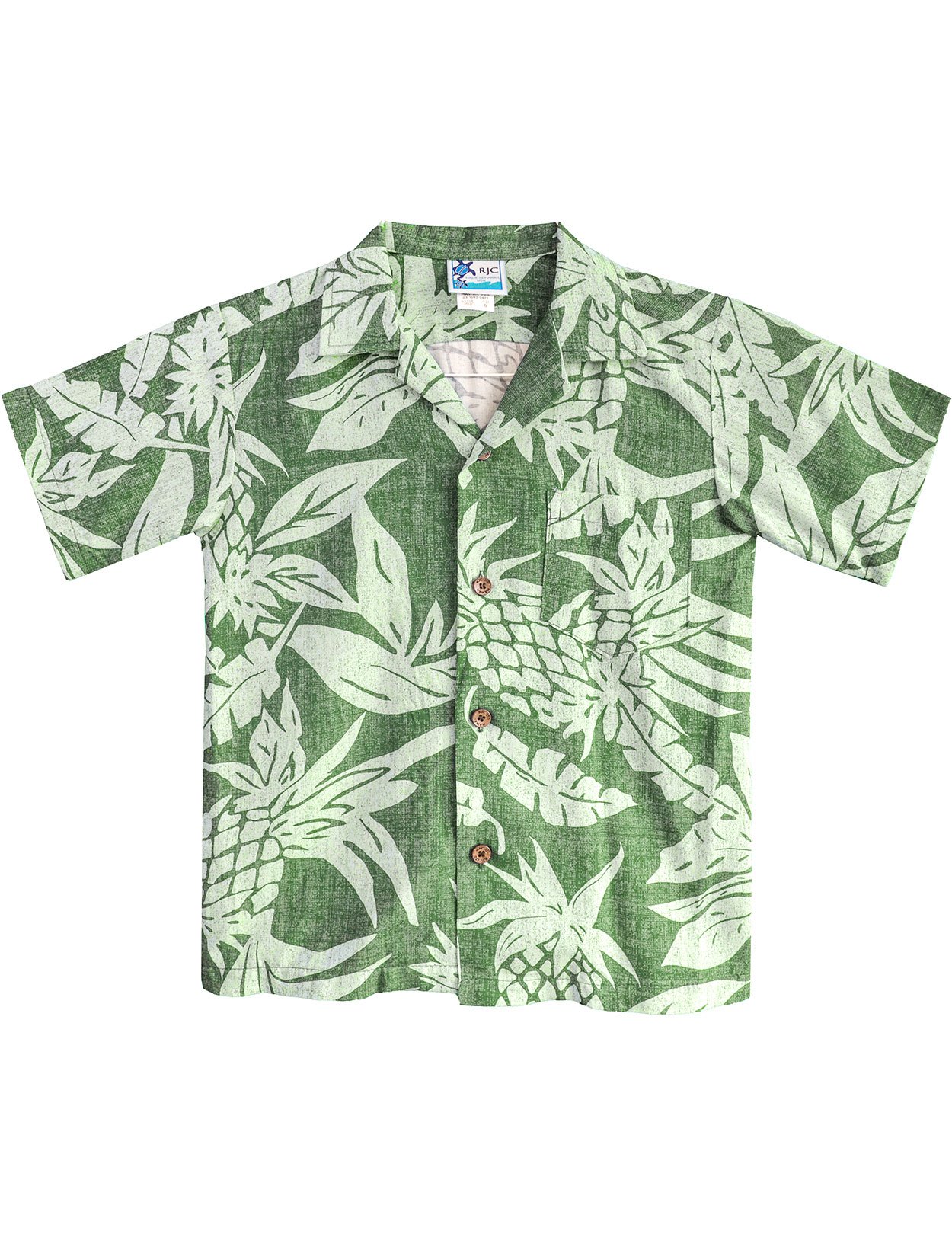 Rayon Pineapples Boys Aloha Shirt Sage